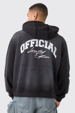 Oversized Boxy Official Spray Wash Hoodie | BoohooMAN UK