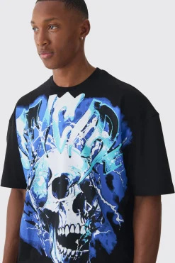 Oversized Boxy Official Skull Graphic T-shirt | BoohooMAN UK