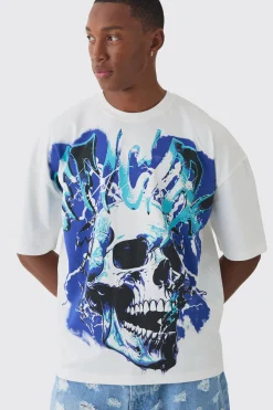 Oversized Boxy Official Skull Graphic T-shirt | BoohooMAN UK