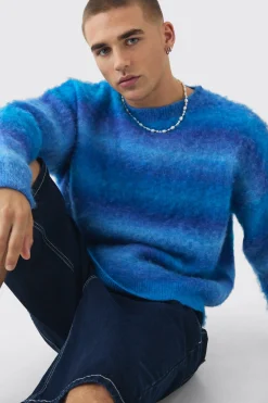 Oversized Boxy Ombre Knitted Jumper | BoohooMAN UK