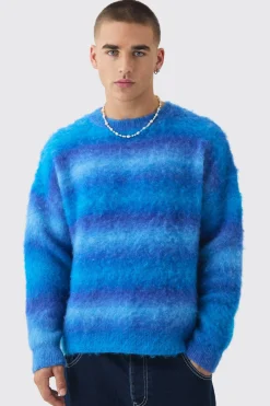 Oversized Boxy Ombre Knitted Jumper | BoohooMAN UK