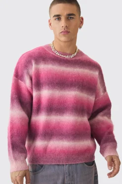 Oversized Boxy Ombre Knitted Jumper | BoohooMAN UK