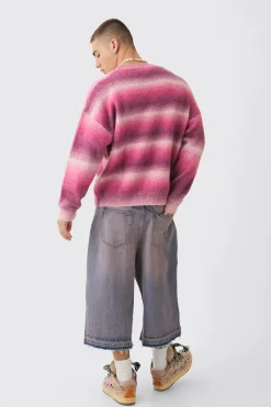 Oversized Boxy Ombre Knitted Jumper | BoohooMAN UK