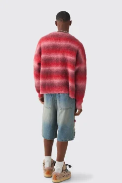 Oversized Boxy Ombre Knitted Cardigan | BoohooMAN UK