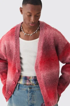 Oversized Boxy Ombre Knitted Cardigan | BoohooMAN UK