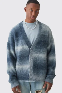 Oversized Boxy Ombre Knitted Cardigan | BoohooMAN UK