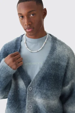 Oversized Boxy Ombre Knitted Cardigan | BoohooMAN UK