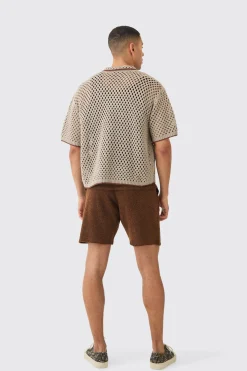 Oversized Boxy Open Knit Contrast Shirt | BoohooMAN UK
