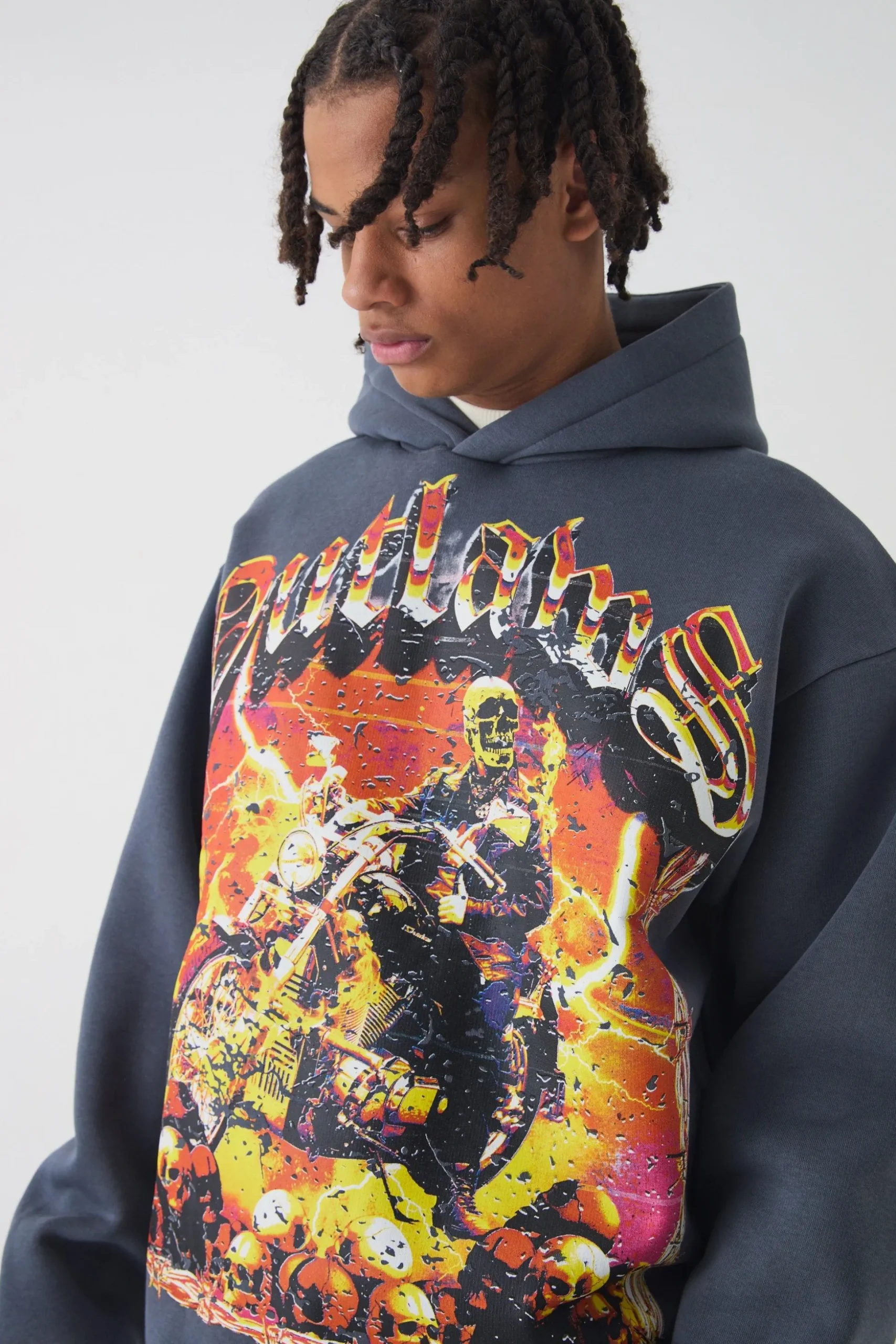 Oversized Boxy Outlaws Large Scale Graphic Hoodie | BoohooMAN UK