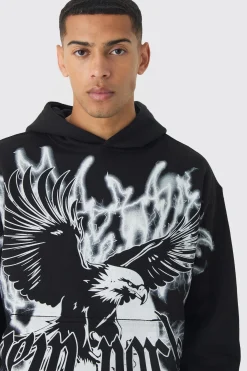 Oversized Boxy Over The Seams Eagle Graphic Tracksuit | BoohooMAN UK