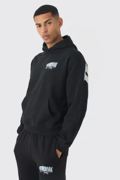Oversized Boxy Over The Seams Gothic Back Graphic Tracksuit | BoohooMAN UK