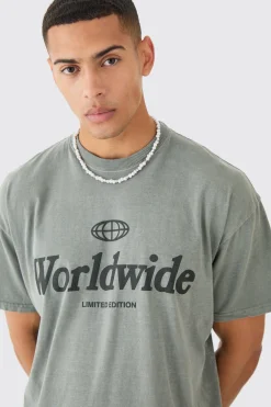 Oversized Boxy Overdye Worldwide T-shirt | BoohooMAN UK
