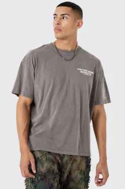 Oversized Boxy Overdyed Graphic T-shirt | BoohooMAN UK