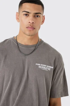 Oversized Boxy Overdyed Graphic T-shirt | BoohooMAN UK