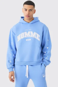 Oversized Boxy Paint Splatter Homme Gusset Tracksuit | BoohooMAN UK