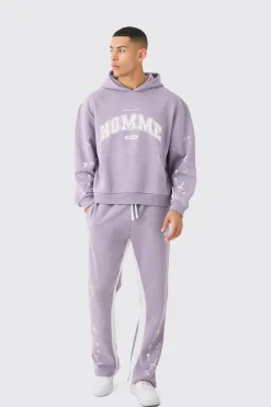 Oversized Boxy Paint Splatter Homme Gusset Tracksuit | BoohooMAN UK