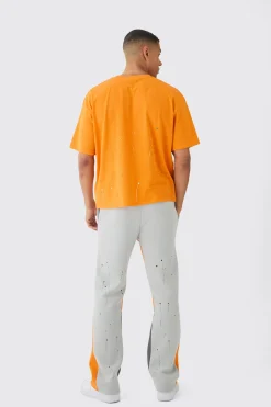 Oversized Boxy Paint Splatter T-shirt | BoohooMAN UK