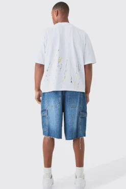 Oversized Boxy Paint Splatter T-shirt | BoohooMAN UK
