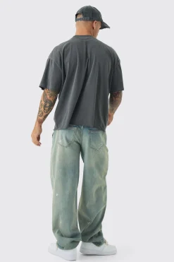 Oversized Boxy Paint Splatter Washed T-Shirt | BoohooMAN UK