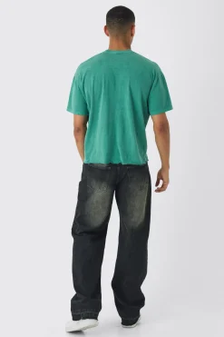Oversized Boxy Paint Splatter Washed T-Shirt | BoohooMAN UK