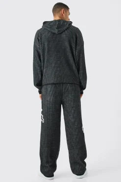 Oversized Boxy Palm Ribbed Knitted Hoodie | BoohooMAN UK