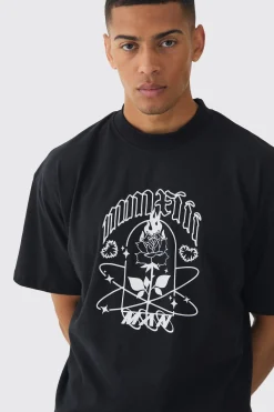 Oversized Boxy Peached Heavyweight Graphic T-shirt | BoohooMAN UK
