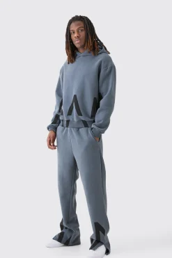 Oversized Boxy Peached Man Dash Split Hem Tracksuit | BoohooMAN UK