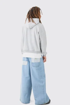 Oversized Boxy Plush Drop Shoulder Printed Hoodie | BoohooMAN UK