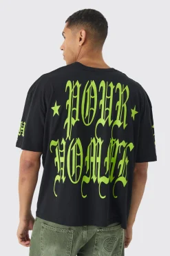 Oversized Boxy Pour Homme Gothic T-Shirt | BoohooMAN UK