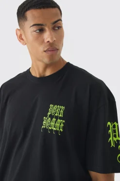 Oversized Boxy Pour Homme Gothic T-Shirt | BoohooMAN UK
