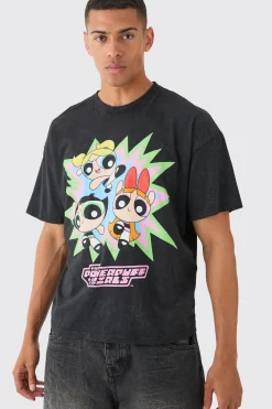 Oversized Boxy Powerpuff Girls Wash License T-shirt | BoohooMAN UK