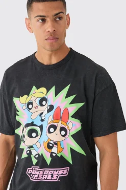Oversized Boxy Powerpuff Girls Wash License T-shirt | BoohooMAN UK