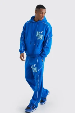 Oversized Boxy Print Tracksuit | BoohooMAN UK