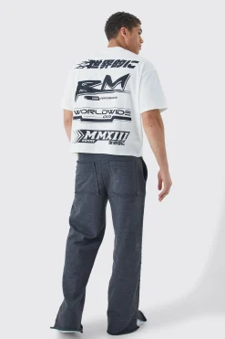 Oversized Boxy Print T-shirt With Rubber Badge | BoohooMAN UK