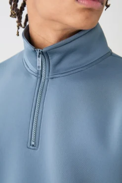 Oversized Boxy Quarter Zip Bonded Scuba Sweater | BoohooMAN UK