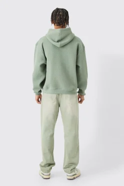 Oversized Boxy Quilted Embroided Hoodie | BoohooMAN UK