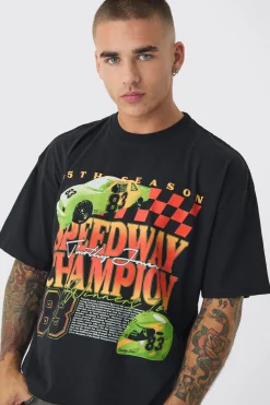 Oversized Boxy Racing Car T-shirt | BoohooMAN UK