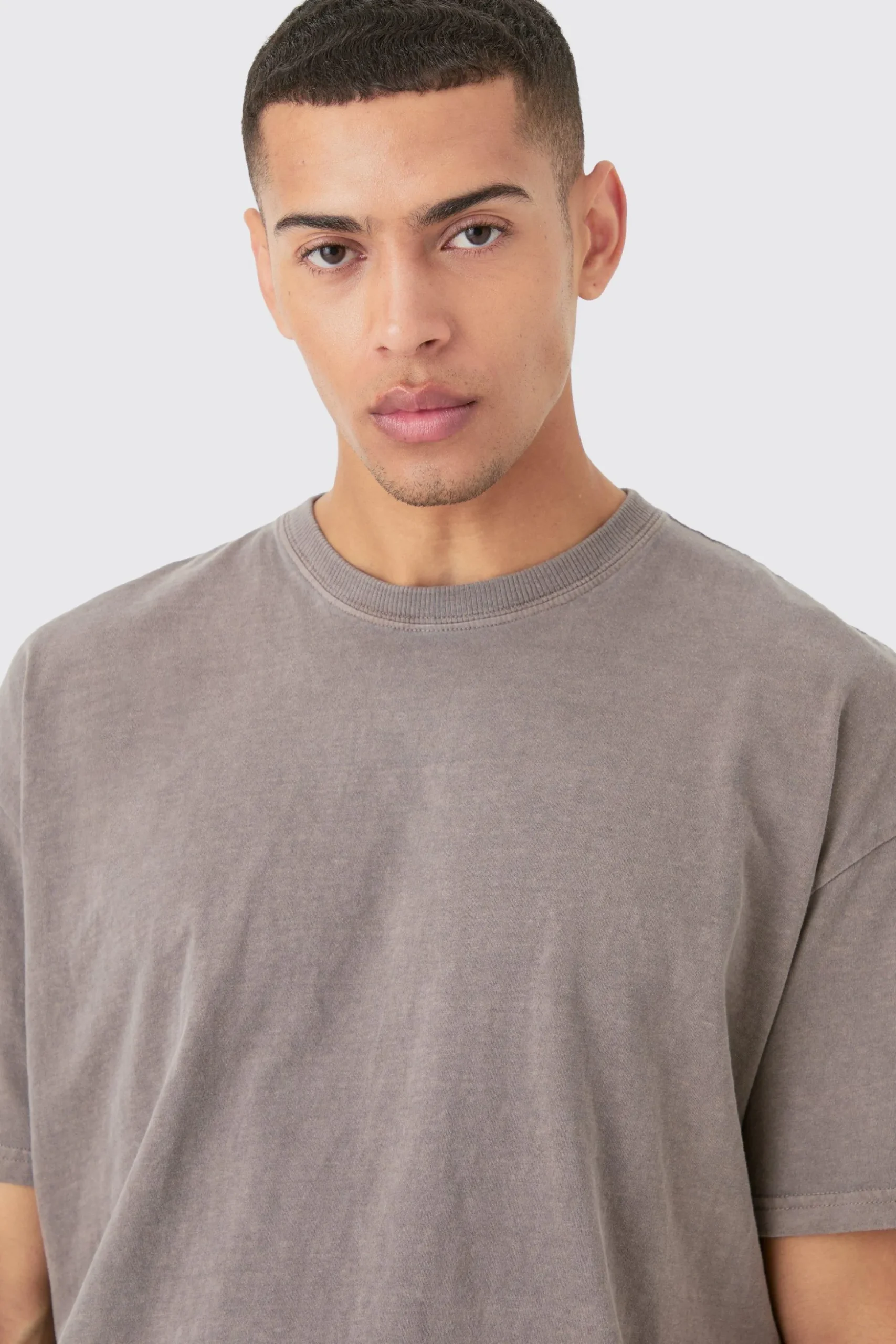 Oversized Boxy Raw Hem Washed Eagle Print T-shirt | BoohooMAN UK