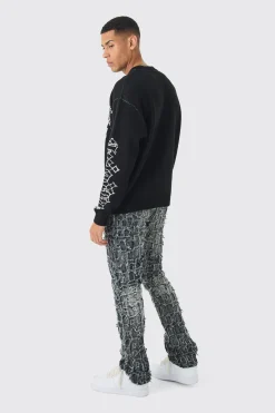 Oversized Boxy Renaissance Jacquard Jumper | BoohooMAN UK