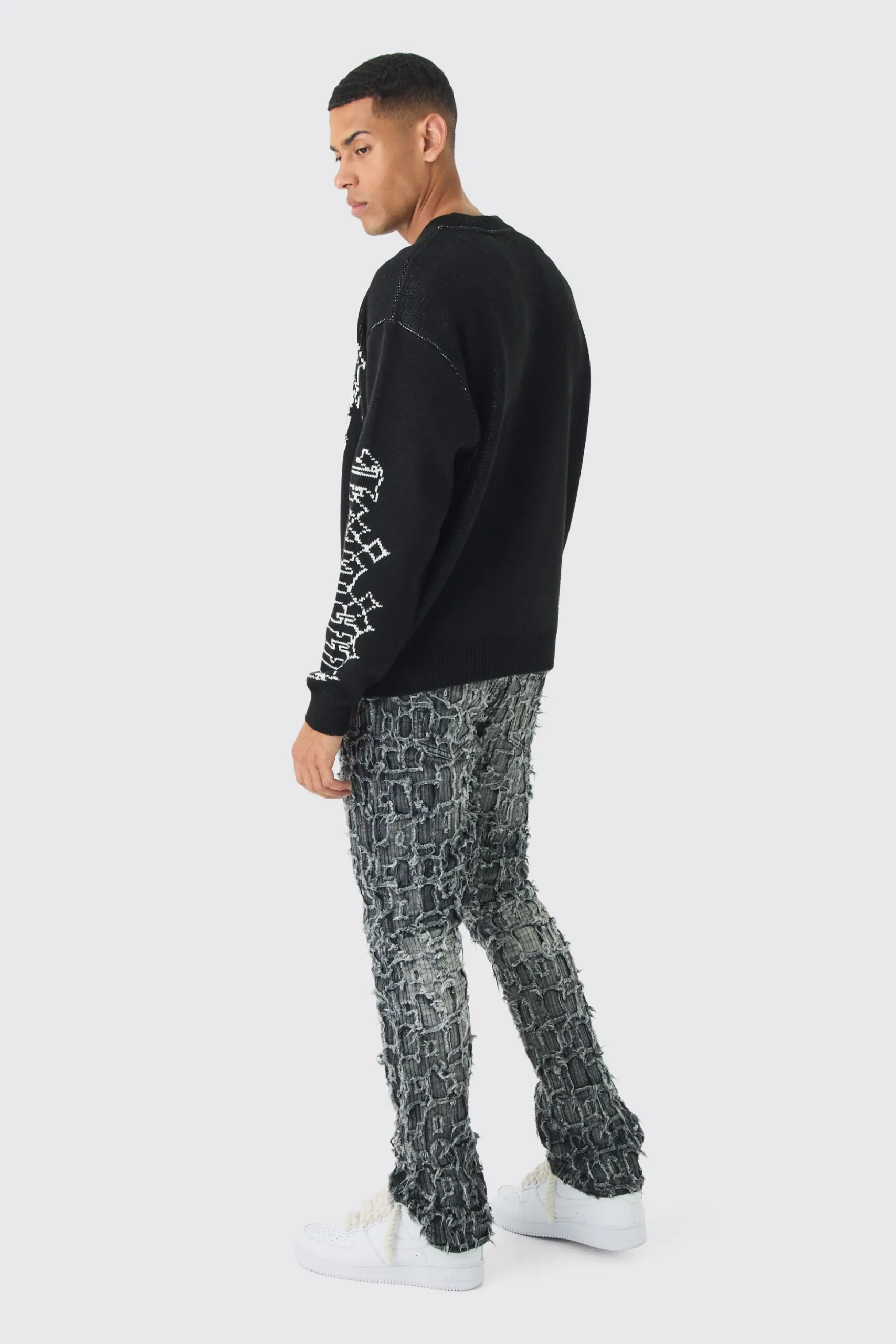 Oversized Boxy Renaissance Jacquard Jumper | BoohooMAN UK