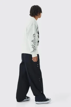 Oversized Boxy Renaissance Jacquard Jumper | BoohooMAN UK