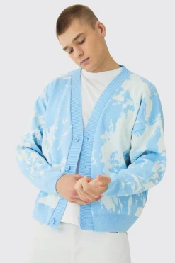 Oversized Boxy Renaissance Graphic Knit Cardigan | BoohooMAN UK