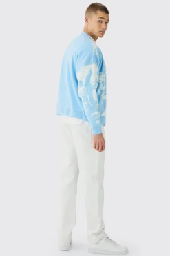 Oversized Boxy Renaissance Graphic Knit Cardigan | BoohooMAN UK