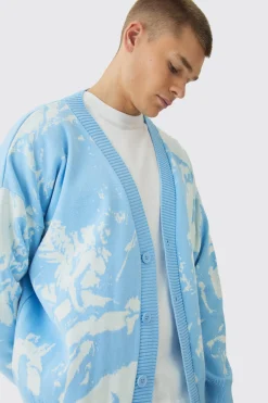 Oversized Boxy Renaissance Graphic Knit Cardigan | BoohooMAN UK