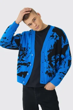 Oversized Boxy Renaissance Graphic Knit Cardigan | BoohooMAN UK