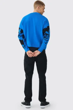 Oversized Boxy Renaissance Graphic Knit Cardigan | BoohooMAN UK
