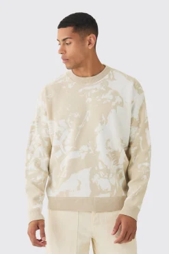 Oversized Boxy Renaissance Graphic Knit Jumper | BoohooMAN UK