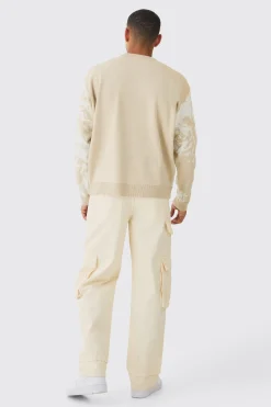 Oversized Boxy Renaissance Graphic Knit Jumper | BoohooMAN UK