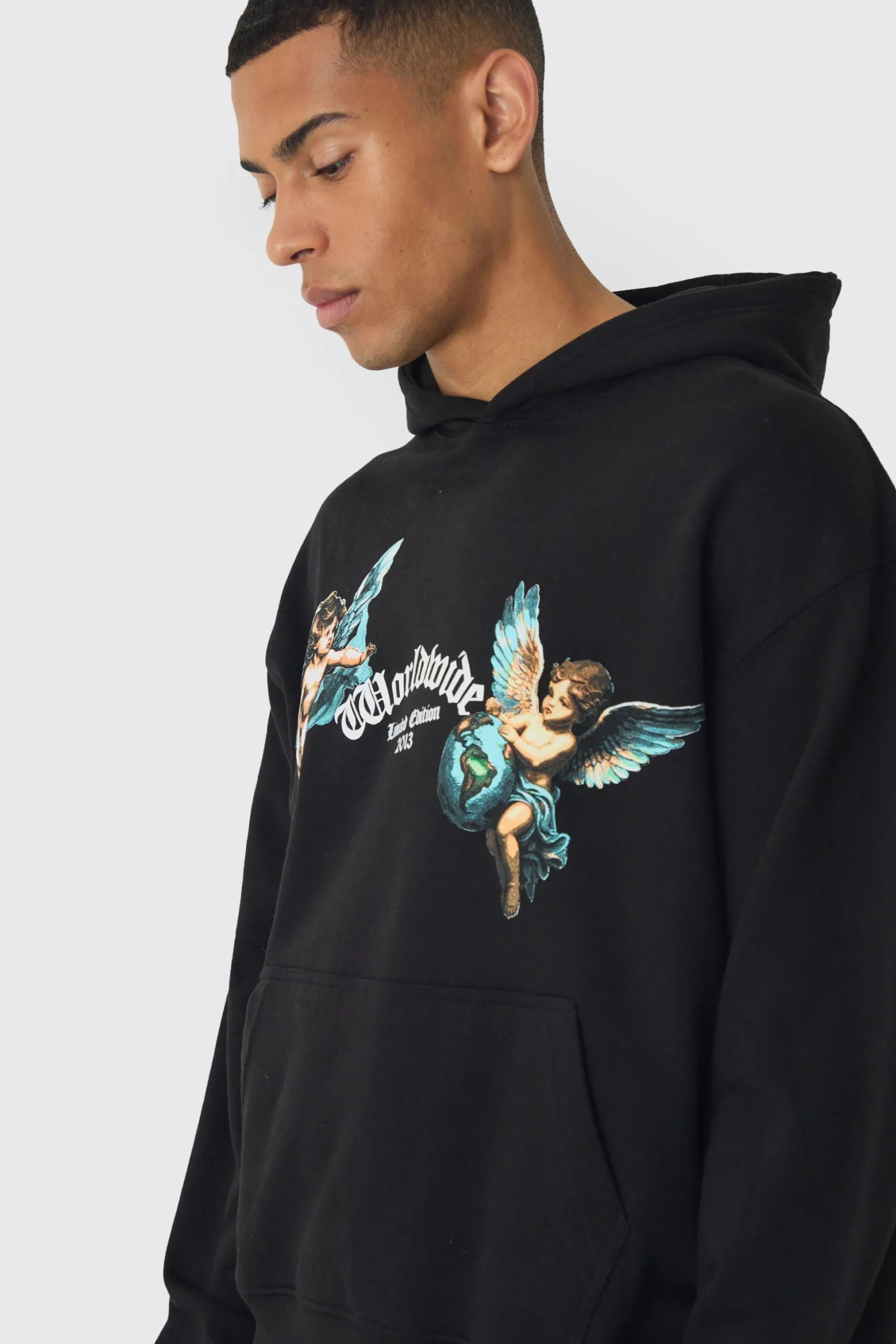 Oversized Boxy Renasissance Print Hoodie | BoohooMAN UK