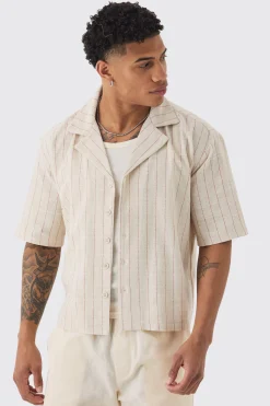 Oversized Boxy Revere Linen Shirt | BoohooMAN UK